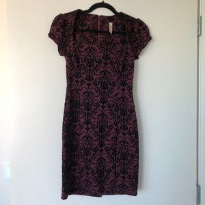 Holiday Maroon Dress with Velvet Floral Details